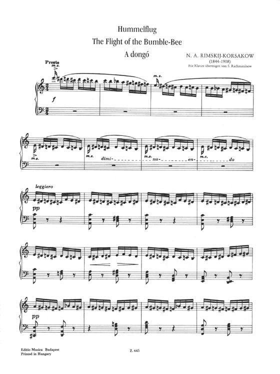 Rimskij-Korsakow Hummelflug The Flight of the Bumble Bee A Dongó for Piano